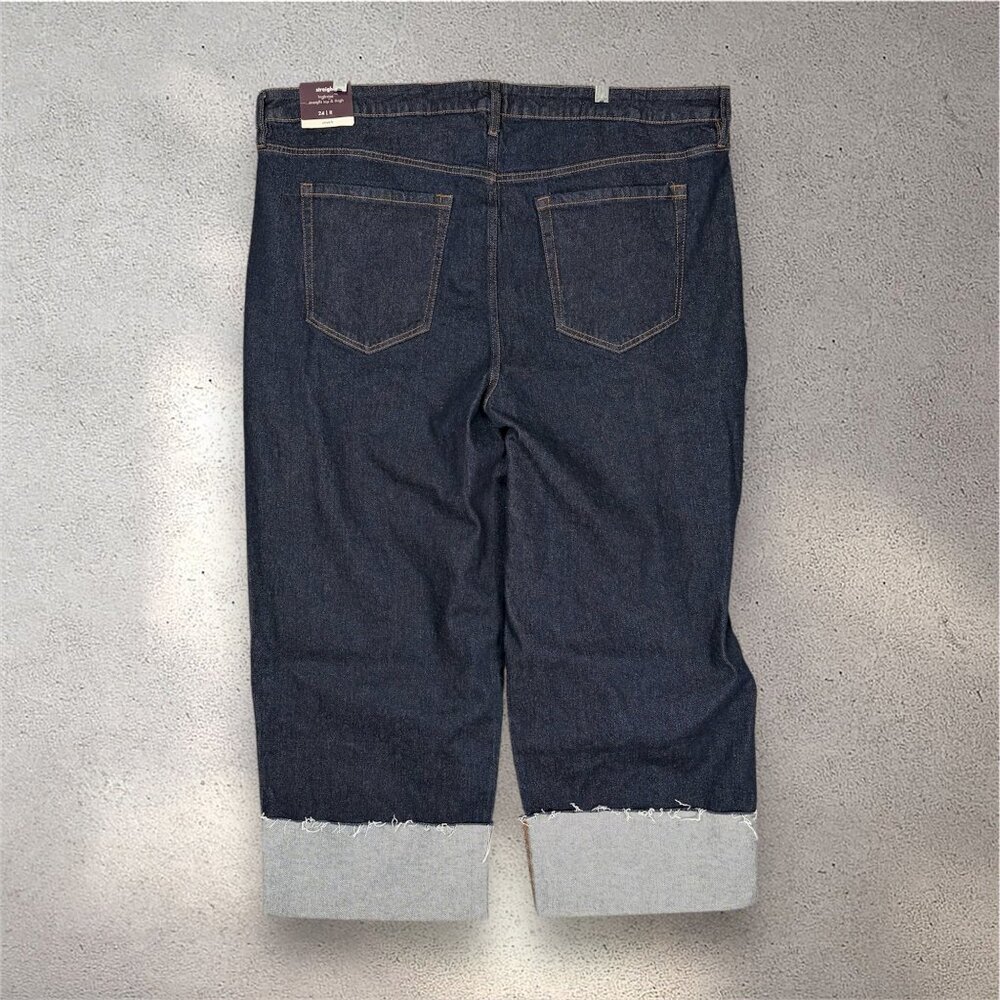 Ava & Viv High-Rise Straight Hip & Thigh Jeans Women's 24 Plus Blue Dark Casual - Picture 2 of 9